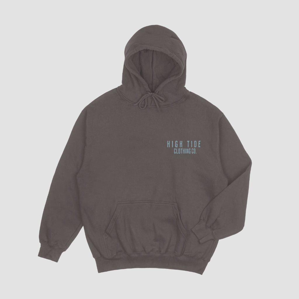 High Tide Skull and Beach Hoodie Teal and Gray Logo